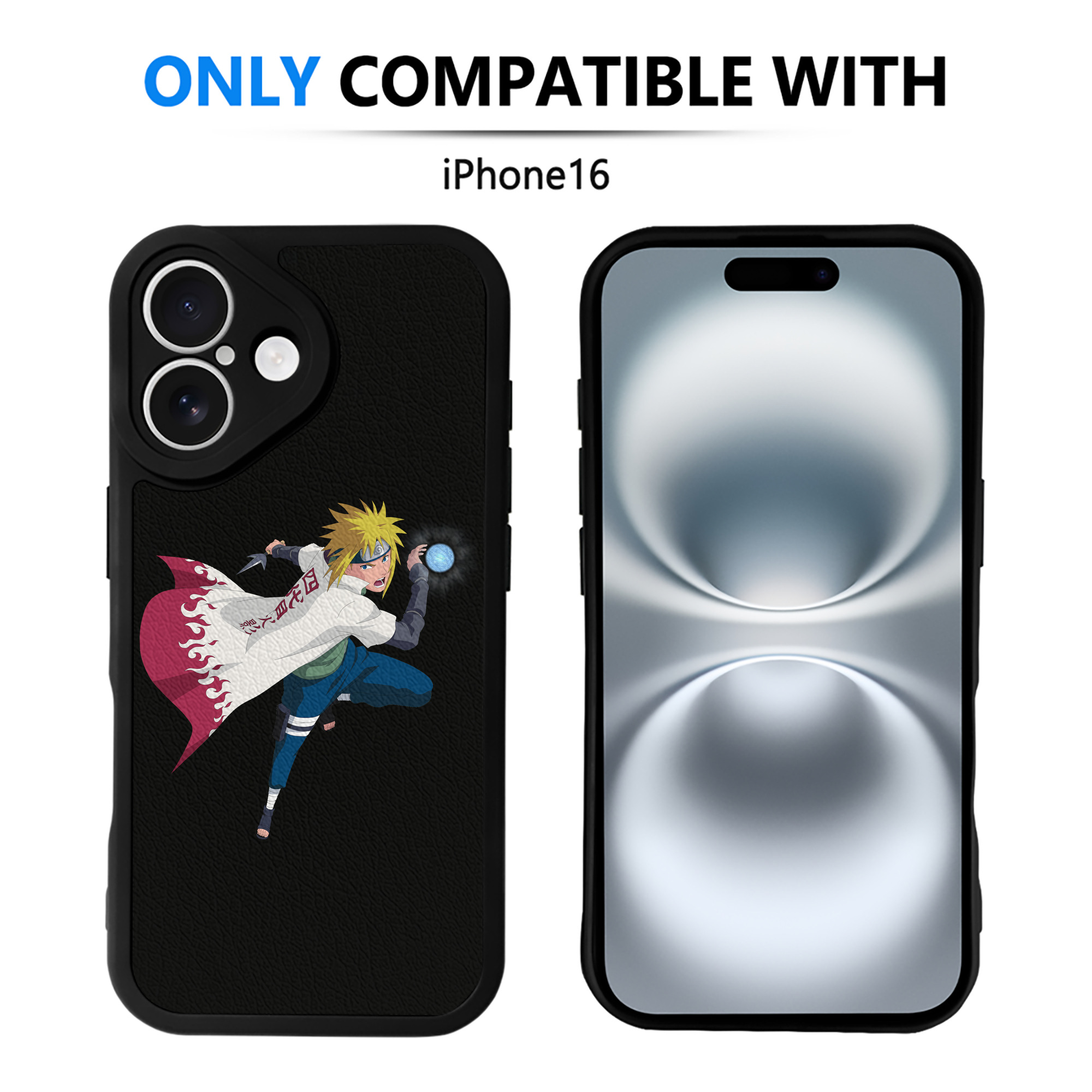 （画像用） NARUTO -ナルト- 波風 ミナト Namikaze Minato 【iPhone 16シリーズ対応】シリコンスマホケース（レザー調） 材質：シリコン
